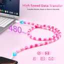 SAMONPOW USB C to USB C Cable for iPhone 17 16 Charger Cord 3.3FT 60W Type C Charger Cord Pink Red Jade Beaded USBC Phone Cable Fast Charging for iPhone 17 16 15 Pro Max for Samsung Galaxy S25 S24