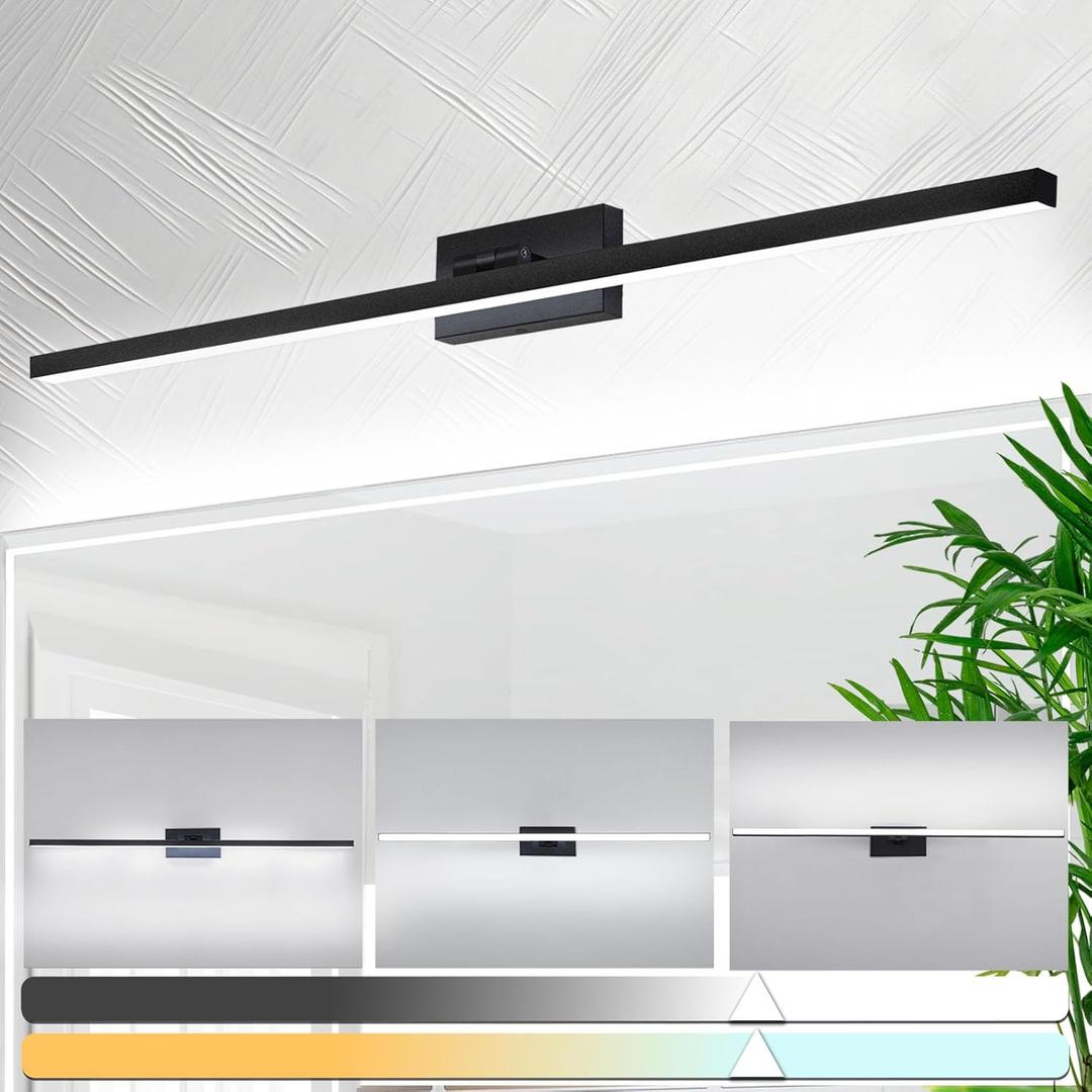 zouzai Second Generation Modern LED Bathroom Vanity Light Bar Black IP44 Over Mirror Bath Wall Fixture 5CCT Adjustable, Dual-Sided, 180 Adjustable Angle (40 inch)