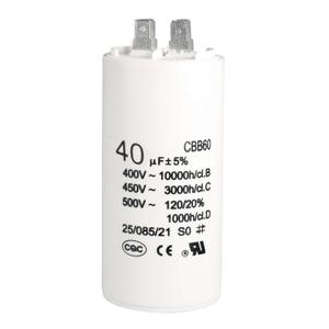 Uxcell CBB60 Run Capacitor 40uF 450V AC Double Insert 50/60Hz Cylinder 94x45mm White for Air Compressor Water Pump Motor
