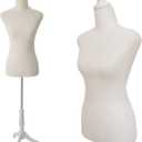 Female Dress Form Mannequin Torso Body with Adjustable Tripod Stand Dress Jewelry Display (Beige)