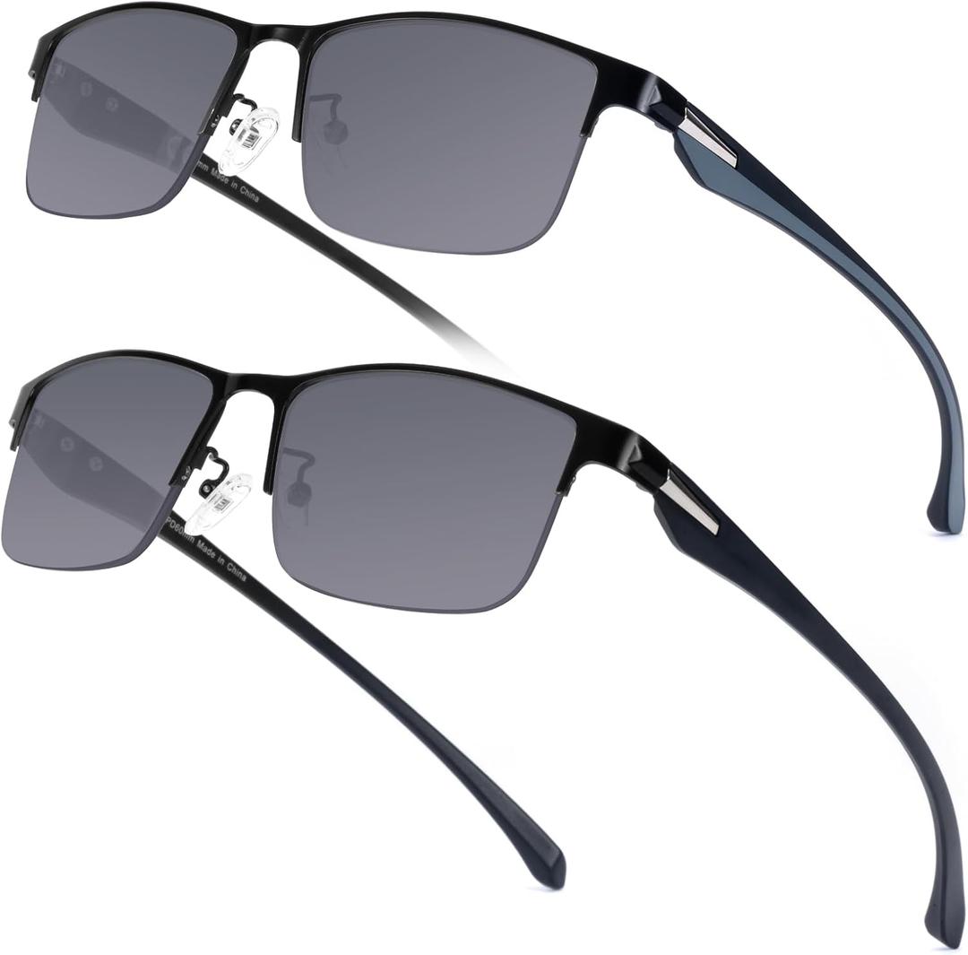 SKYOAK 2 Pack Premium Reader Sunglasses for Men with UV400 Protection Outdoors, TR90 Lightweight Tinted Reading Glasses, 2.5x