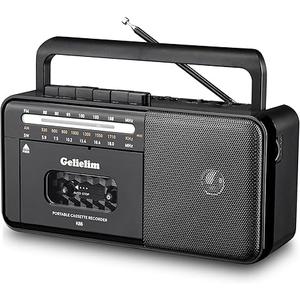 Gelielim Portable Cassette Player, Cassette Tape Player AM/FM Radio,Casette Tape Recorder with Earphone Jack, Cassette Boombox Battery Operated or AC Powered (Black)