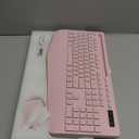 Wireless Keyboard and Mouse Combo, 9 Backlit Effects, Wrist Rest, Phone Holder, 2.4G Lag-Free Ergonomic Keyboards, KM22 MAX Rechargeable Silent Set for Computer, Laptop, Mac, Windows -SABLUTE（Pink）