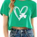 Funny St Patricks Day Outfits Shirt Women Sexy Saint Patricks Day Crop Tops | Shamrock Clover Crop Tops for Teen Girls (Green, M)