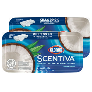 Clorox Scentiva Disinfecting Wet Mopping Pad Refills for Floor Cleaning, Pacific Breeze & Coconut, 48 Count