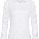 J.VER Womens Dress Shirts Long Sleeve Button Down Shirt Wrinkle-Free Business Casual Blouse Office Work Tops, M
