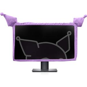 23'' - 34'' Computer Monitor Protective Cover with Cat Ear Design, Cute Monitor Dust Cover with Furry Design, Elastic Dustproof, Suitable for PC, Tablet, TV (Purple)