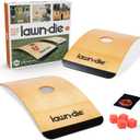Lawn Die Outdoor Toss Game – Die Meets Cornhole – Portable Folding Board for Yard Games, Beach & Camping - 24 x 46 in Curved Wood Targets & Silicone Dice