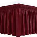 Biscaynebay Wrap Around Bed Skirts for Queen Beds 14" Drop, Burgundy Adjustable Elastic Dust Ruffles Easy Fit Wrinkle & Fade Resistant Silky Luxurious Fabric Solid Machine Washable