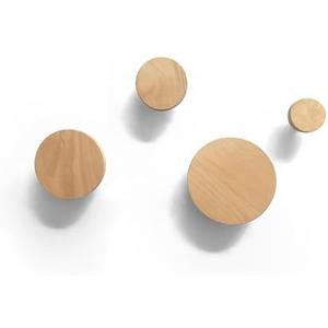 3 Bubble Coat Hooks Wood Round Wall Hook Wooden Wall Mounted Hangers Clothes Scarf Hat Bag Towel Decoration Design Modern
