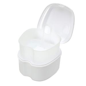 Annhua Dental Orthodontic Retainer Case Cleaning, Denture Cup Holder Case Travel, Denture Retainer Bath Box Storage Soaking Box (White)