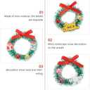 20pcs Mini Christmas Wreath: 1.57X1.57X0.51in Miniature Xmas Tree Frost Sisal Hanging Artificial Ornaments for Dollhouse Embellishments Decoration Winter