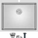 25 x 22 Inch Drop In Kitchen Sink, 18 Gauge T-304 Stainless Steel Handmade Single Bowl 1 Faucet Hole Topmount Kitchen Sink, Brushed, D25" x W22" x H9"