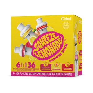 Cirkul Squeeze Lemonade 6-Pack. No Sugar, Zero Cal Flavored Water, BBD 02/2027