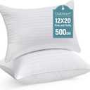 Oubonun 12 x 20 Throw Pillow Inserts, Firm and Fluffy Decorative Square Pillows for Couch Bed Sofa with Soft Cotton Cover White Cushion with Down Alternative Pack of 2