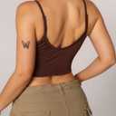 Verdusa Women's Sleeveless Crop Top Cut Out Asymmetrical Hem Slim Fit Cami Top (Brown, XL)