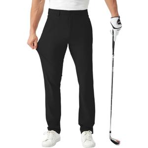 FAIABLE Men's Golf Pants 30"/32" Quick Dry Lightweight Classic Fit Casual Suit Stretch Dress Pants with 6 Pockets for Work (40W x 30L, Black)