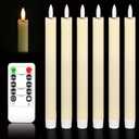 Upgraded 6 Pack Realistic Wax Flameless Taper Candles With Remote & Timer, 9.8 Inches Ivory Fake Candlesticks Battery Operated 3d Flickering, Functionality Led Candles For Indoor Home Decor