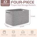 OIAHOMY 4 Pack Storage Baskets for Organizing, Cube Storage Bins for Shelves, Rectangle Storage Baskets With Handles, Woven Baskets for Storage, 12.7''Lx9''Wx7.8''H, Grey
