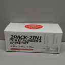 FORASTO 2Pack 2 in 1 Toilet Brush and Plunger Set,Clean Gloves, Extended Handle PlungerToilet Bowl Brush Plunger Set,Bathroom Cleaning Tools,Toilet Brush Plunger Combo,Cleaning Brush(Cream White)