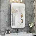 ACEMIRO 16x24 Inch Medicine Cabinet with Mirror Brushed Silver Metal Framed Recessed Bathroom Mirror Medicine Cabinet Wall Mounted