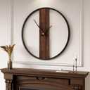 Large Wall Clock 30 Inch Modern Wall Clock for Living Room Decor, Silent Non-Ticking Battery Operated Rustic Big Clock with Walnut Dial, Decorative Minimalist Clock for Bedroom, Farmhouse, Office