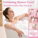 Truerelief Exfoliated Washcloth Towel 48",Deep and Gentle on Skin, Premium Scrub Wash Cloth,Durable & Easy to Hang,for All Skin Types (Pink)