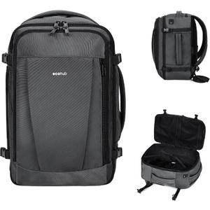 ECOHUB Travel Backpack 18x14x8 Spirit Airlines Personal Item Bag Carry On Backpack 13 Pockets Large Work Casual Daypack for men Airline Approved Waterproof Gym Backpack with Charging Port, Light Grey