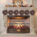 6PCS Plum Cimicifuga Seeded Small Wreath, Artificial Flower Garland Candle Ring for Fall Wedding Decor, Boho Home Decor, Thanksgiving, Table Centerpiece, Mantle Decor