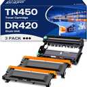 WOEBYAS TN450 Toner Cartridge DR420 Drum Unit Replacement for Brother TN450 TN-450 TN420 DR-420 Work with HL-2270DW HL-2280DW HL-2230 MFC-7860DW Intellifax 2840 2940 (2 Toner +1 Drum,3 Pack)