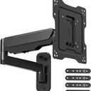 Full Motion TV Wall Mount for 13-55 Inch Flat or Curved TVs, Wall Mount TV Bracket with Articulating Gas Spring Arms, Extension, Tilt, Swivel, Leveling, Holds 11 to 46.3lbs,Max VESA 400x400mm