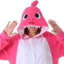dressfan Cartoon Unisex Animal Grey Shark Costume Pajamas Adult Kids Teen Women Men (Pink, S)