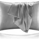 BEDELITE Satin Pillowcase for Hair and Skin, Super Soft and Cooling Similar to Silk Pillow Cases 2 Pack with Envelope Closure, Gift for Women Men (20"x26" Standard Size, Grey)