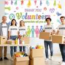 AIBIIN Thank You Volunteers Banner Volunteer Appreciation Decorations Backdrop Happy National Volunteer Week Month Banner Colorful Volunteers Appreciation Decor 70.8 x 43.3 Inch