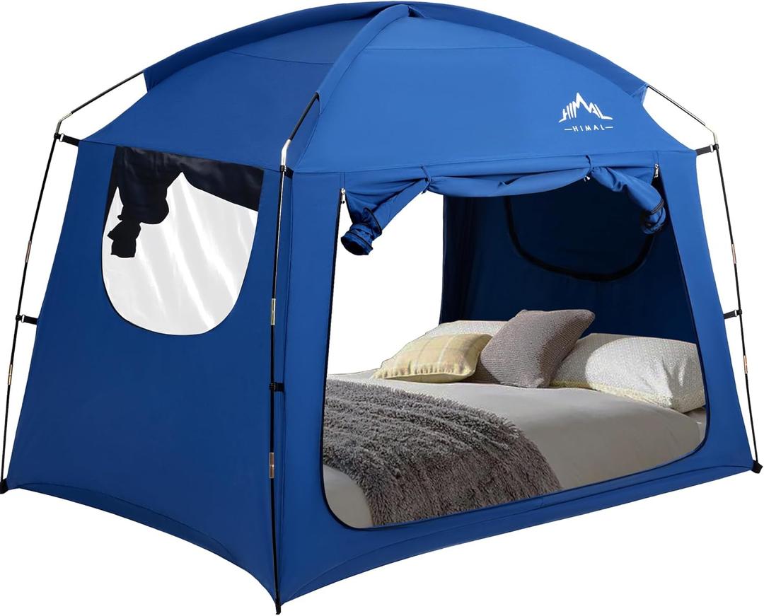 Bed Tent for Indoor Portable Light Reducing Twin Size Canopy Tents Breathable Lightweight Private Space Tent for Bed (Blue)