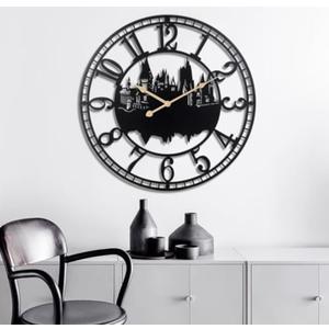 Dankeit Wall Clocks for Living Room, Metal Black Castle with Metal Golden Retro Hands, Battery Operated Silent Non-Ticking Large Wall Clock for Bedroom Kitchen Living Room Home Decor,20x20Inch