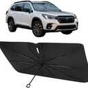 Proadsy Windshield Sun Shade Umbrella for Subaru Forester 2019-2025 Foldable Car Umbrella Sunshade with Soft TPU Handle Spring Structure Crystal Cooling Material Protect Car from Rays & Heat