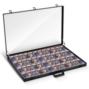 Trade Show Display Case Table Top Portable Aluminum Sports Card Display Case Frame with Clear Acrylic Showcase with Locks for Jewelry Craft Collector Shows (34"x22", Black)