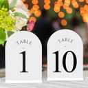 JOYIT Arch Wedding Table Numbers 1-10 with Stands Double-Sided Printed 5" X 7" Acrylic Signs with White Background and Black Text, Perfect for Wedding Receptions, Parties, Anniversaries, and Events