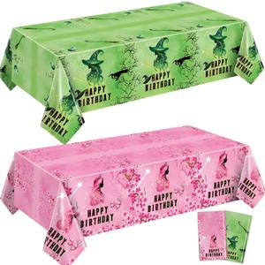 Large 108" X 54" Movie Happy Birthday Decorations Tablecloth, Happy Birthday Table Cover for Big Fans, Pink and Green Popular Party Supplies Table Cloth for Home
