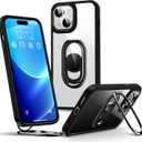 Shields Up for iPhone 15 Plus Case with Stand, Phone Case Clear with Double Ring Holder [Adjustable & Foldable] Shockproof Protective Cover for iPhone 15 Plus 6.7 inch - Clear Black