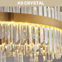 19.7''Gold Modern LED Crystal Chandelier- Contemporary Chandelier Light Fixture,Luxury Adjustable Height Chandeliers,3 Colors Dimmable Pendant Ceiling Light for Dining Room Foyer With Remote Control