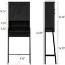 Vabches Over The Toilet Storage Cabinet, Farmhouse Over Toilet Storage Cabinet, Metal Frame with 2 Barn Doors, Home Space-Saving Toilet Rack for Bathroom, Toilet, Laundry Room,Black, 24.41" x 7.68" x 66.54"