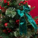 Forest Green Velvet Wired Edge Ribbon, 2.5 Inch x 10 Yards Crushed Velvet Christmas Ribbon for Christmas Tree Decoration Gift Wrapping Garland Wreaths Bows Making