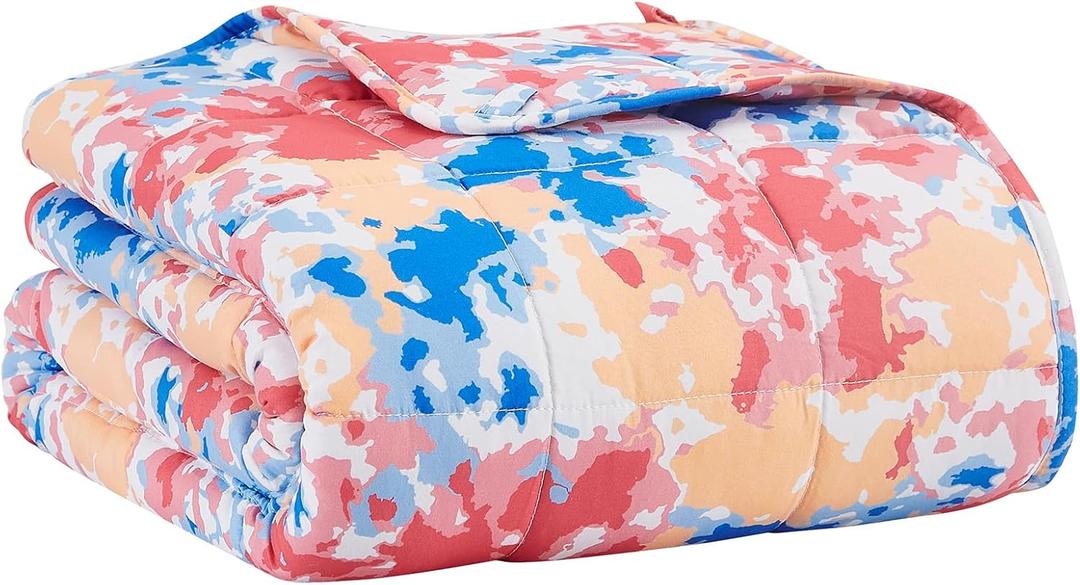 L'AGRATY Weighted Blanket - 48"x72" 20lbs Cooling Breathable Heavy Blanket with Glass Beads for Adult All-Season (19-pink Blue Tie Dye)