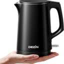 Dezin 0.8L Electric Kettle, Small Electric Kettle with Double Wall Construction, 304 Stainless Steel Electric Tea Kettle for Business Trip, Portable Travel Kettle with Auto Shut-Off (Black)