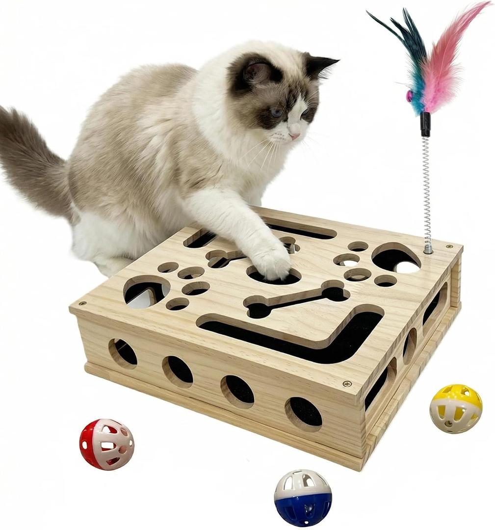 Cat Scratch Puzzle Enrichment Box, Cat Nail File Enrichment Box Sandpaper, Interactive Cats Treat Toy Stress Free, Scratchers That Trim Nails