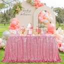 SoarDream Sequin Tablecloth 90x156 Inch Rectangle Glitter Blush Pink Tablecloth Party Table Cover for Birthday Party Banquet Table Wedding Decoration