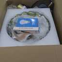 Glass Floor Lamp for Living Room,Bedroom,Gold Dimmable Standing Lamp with Remote,Mid Century Modern Brass Tall Lamp Boho Vintage Retro Floor Lamps Arc Green Flower Floor Light Lamp Bohemian