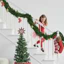 Flysich 9FT Pine Garland with Lights, Norfolk Soft Artificial Greenery Garland for Mantle Fireplace Wall Home Holiday Table Centerpiece Staircase Indoor Outdoor Decor on Christmas Holiday Party
